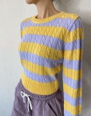 Yellow & Purple Cable Knit #250108